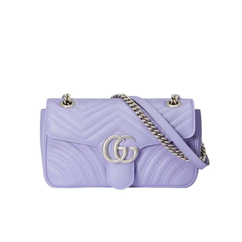 GG Marmont small shoulder bag Lilac matelassé chevron leather with heart – GB152