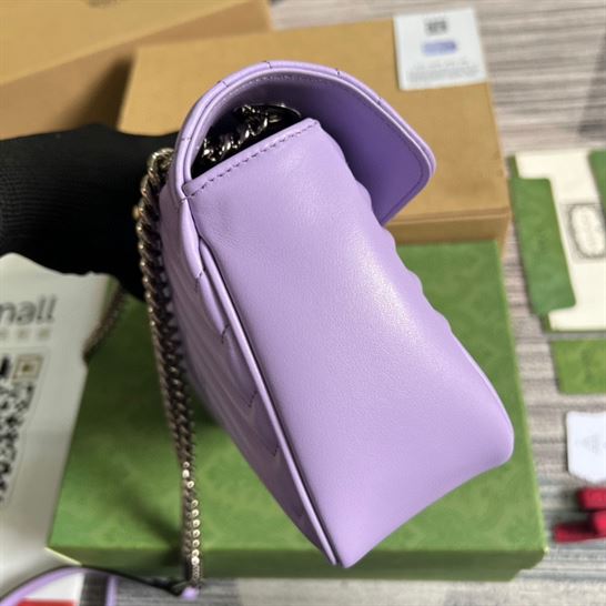 GG Marmont small shoulder bag Lilac matelassé chevron leather with heart – GB152
