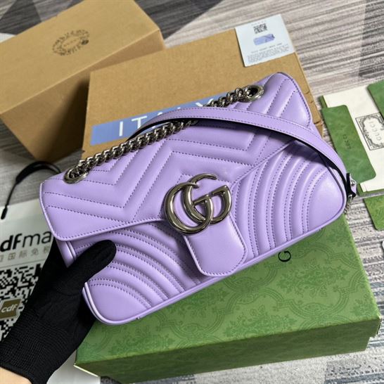 GG Marmont small shoulder bag Lilac matelassé chevron leather with heart – GB152