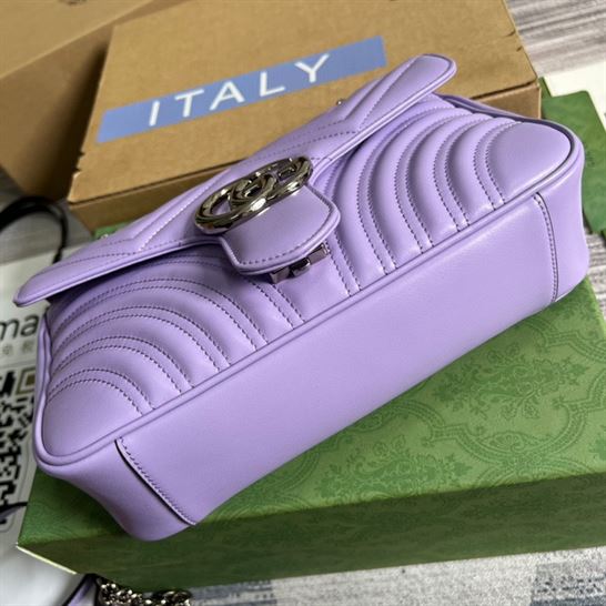 GG Marmont small shoulder bag Lilac matelassé chevron leather with heart – GB152