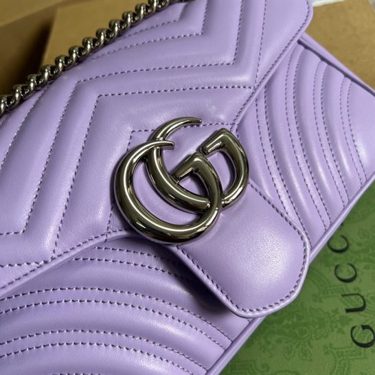 GG Marmont small shoulder bag Lilac matelassé chevron leather with heart – GB152