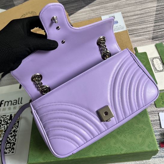 GG Marmont small shoulder bag Lilac matelassé chevron leather with heart – GB152