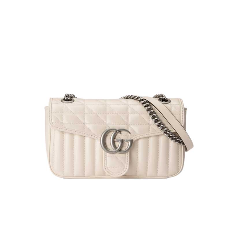GG Marmont small shoulder bag White matelassé leather – GB151