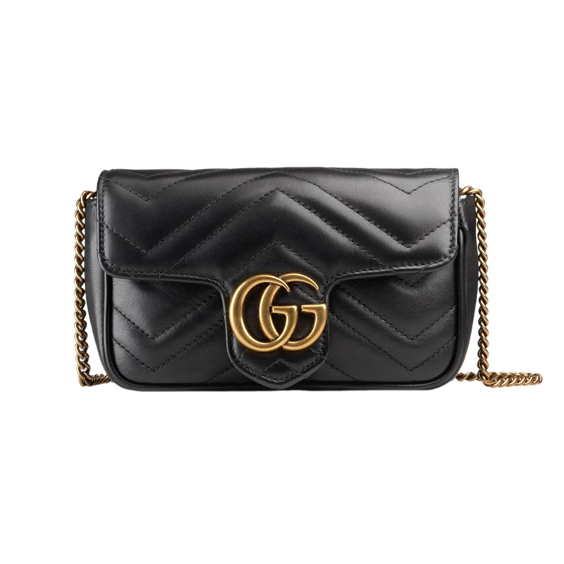 GG Marmont super mini bag Black matelassé chevron leather – GB163