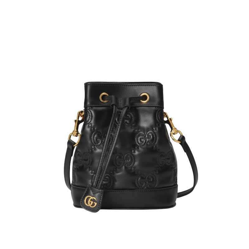 GG Matelassé bucket bag Black GG leather – GB125
