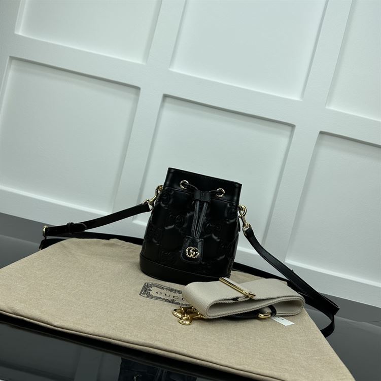 GG Matelassé bucket bag Black GG leather – GB125
