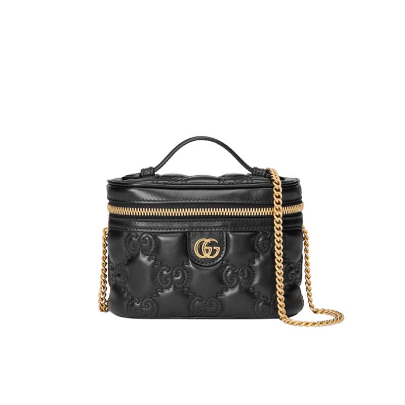 GG Matelassé top handle mini bag Black leather – GB132