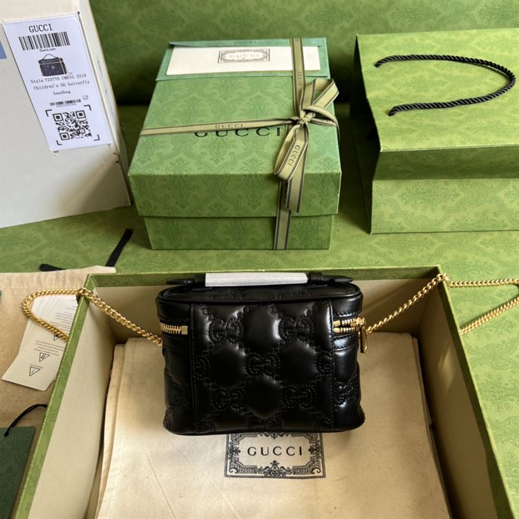 GG Matelassé top handle mini bag Black leather – GB132
