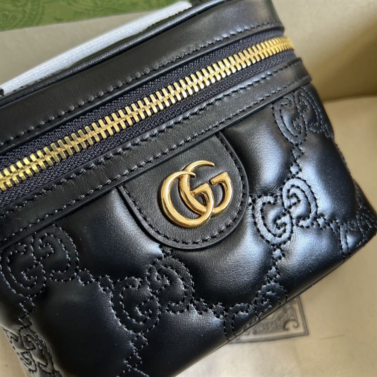 GG Matelassé top handle mini bag Black leather – GB132