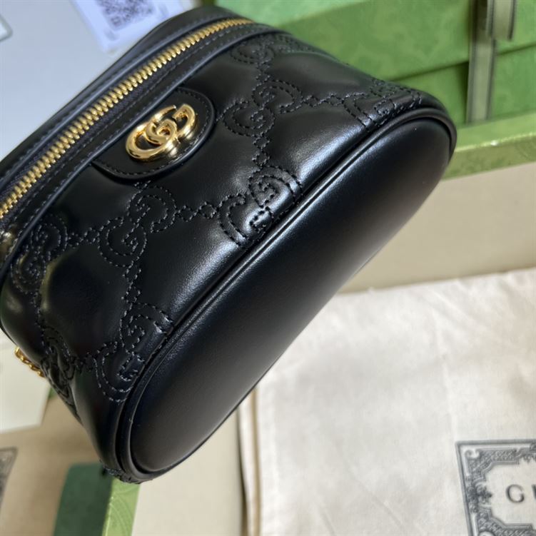 GG Matelassé top handle mini bag Black leather – GB132