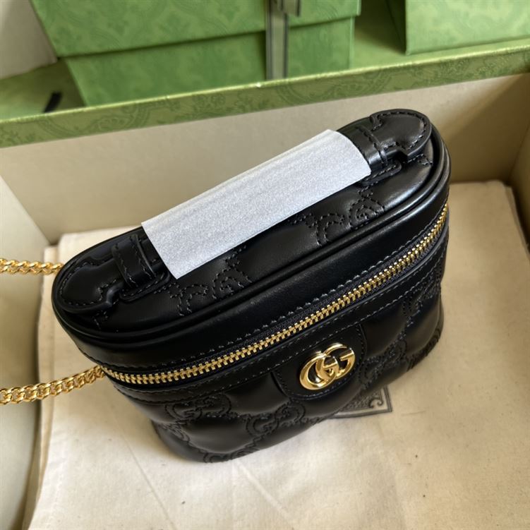 GG Matelassé top handle mini bag Black leather – GB132