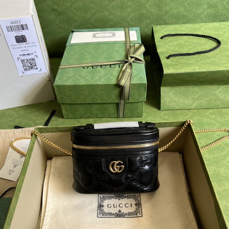 GG Matelassé top handle mini bag Black leather – GB132