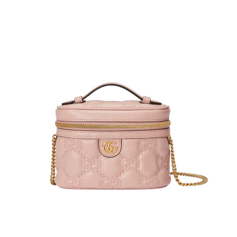 GG Matelassé top handle mini bag Light pink leather – GB131