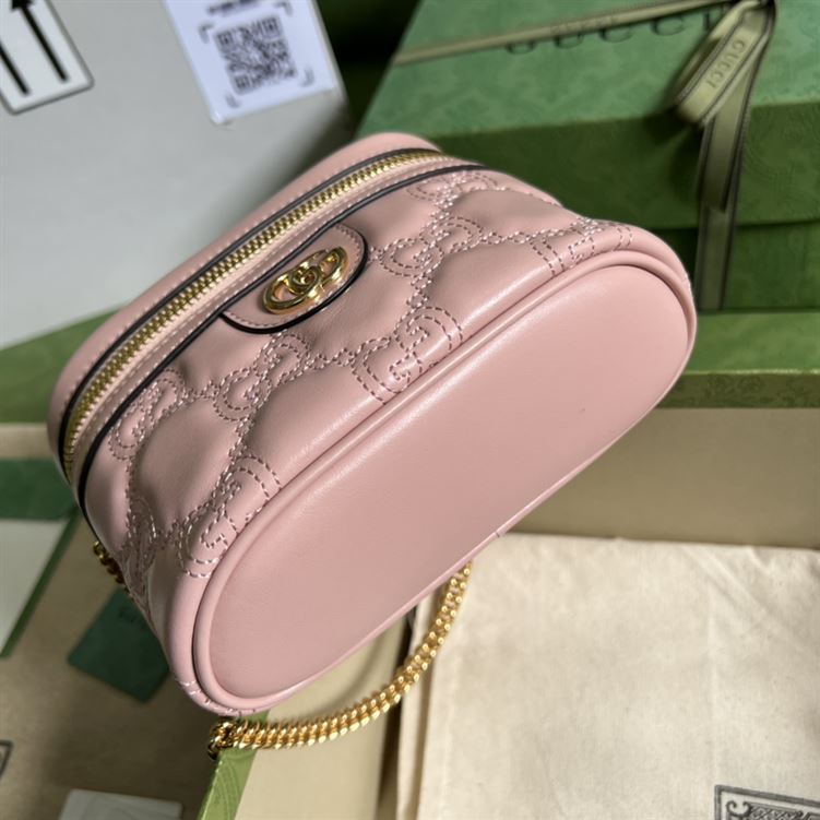GG Matelassé top handle mini bag Light pink leather – GB131