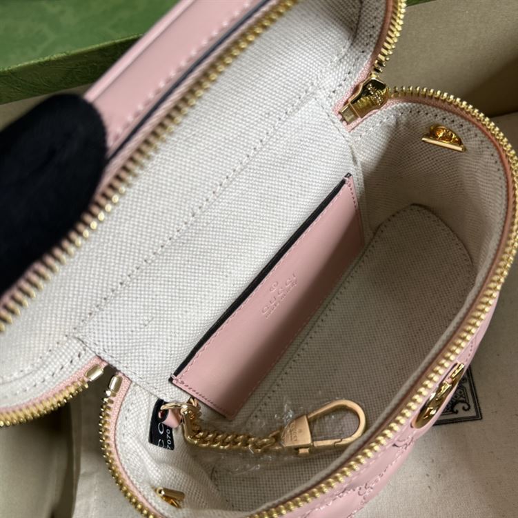 GG Matelassé top handle mini bag Light pink leather – GB131