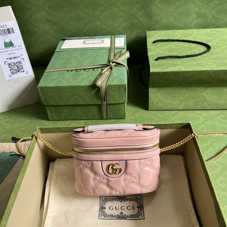 GG Matelassé top handle mini bag Light pink leather – GB131