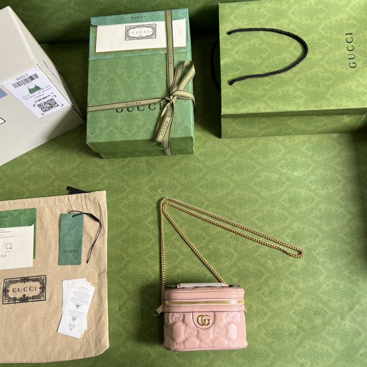 GG Matelassé top handle mini bag Light pink leather – GB131