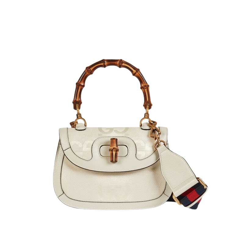 Gucci Bamboo 1947 jumbo GG small bag Off-white and ivory – GB090