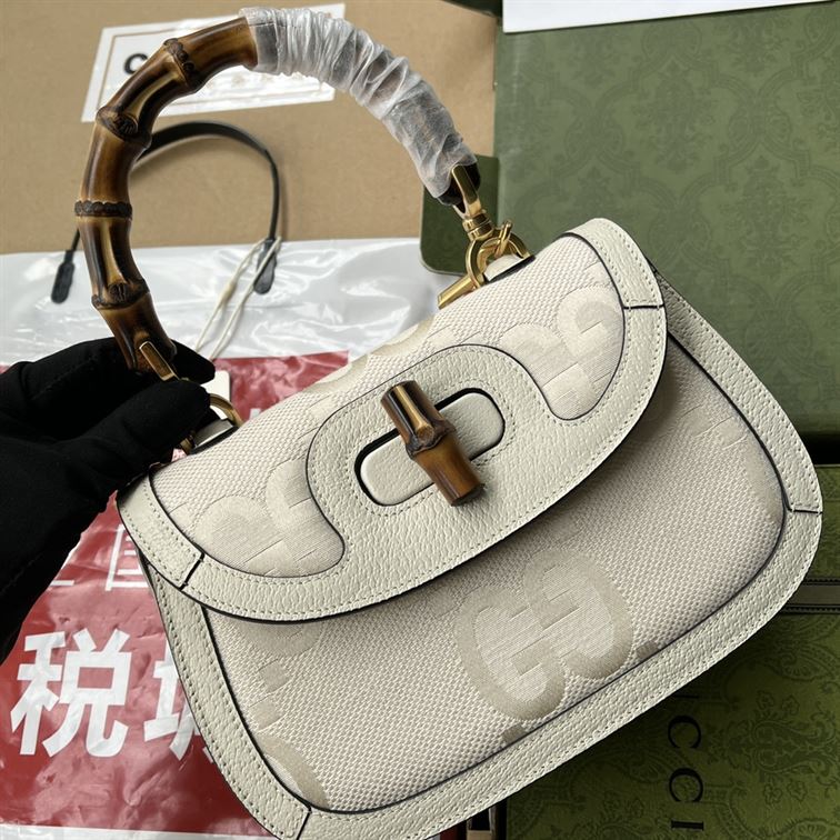 Gucci Bamboo 1947 jumbo GG small bag Off-white and ivory – GB090