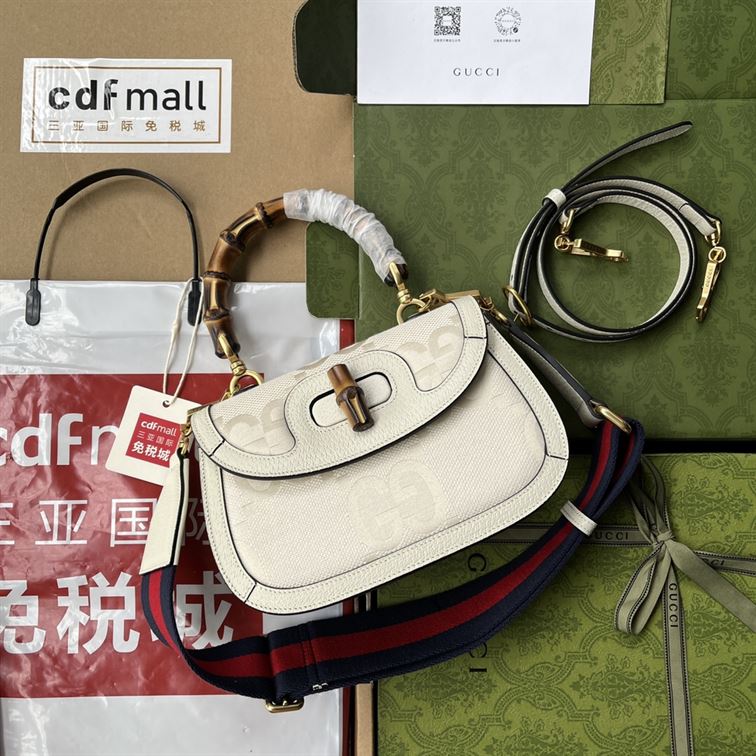 Gucci Bamboo 1947 jumbo GG small bag Off-white and ivory – GB090