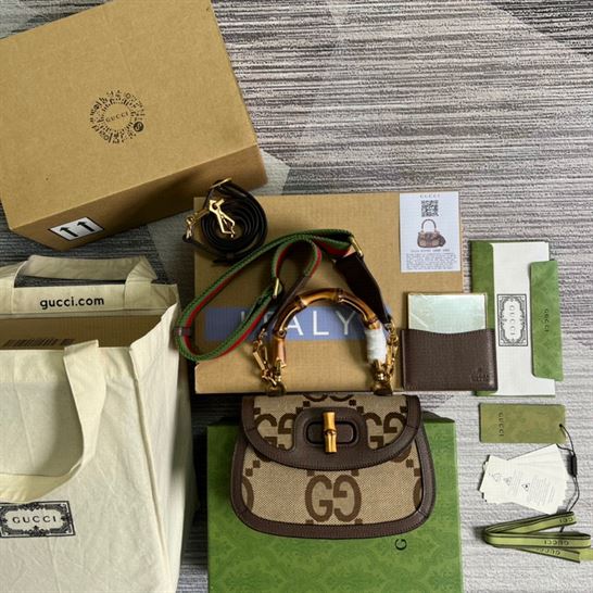Gucci Bamboo 1947 jumbo GG small top handle bag – GB087