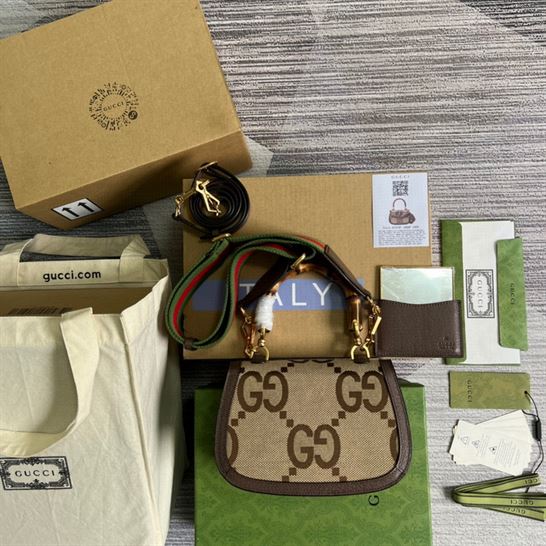 Gucci Bamboo 1947 jumbo GG small top handle bag – GB087
