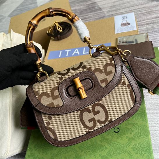 Gucci Bamboo 1947 jumbo GG small top handle bag – GB087