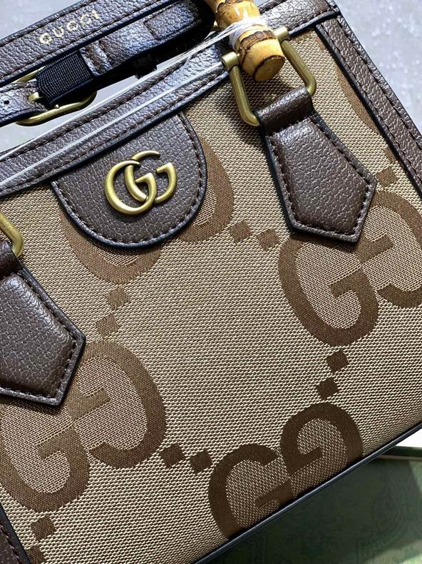 G*u*i diana jumbo gg mini tote bag brown leather trim - gb172