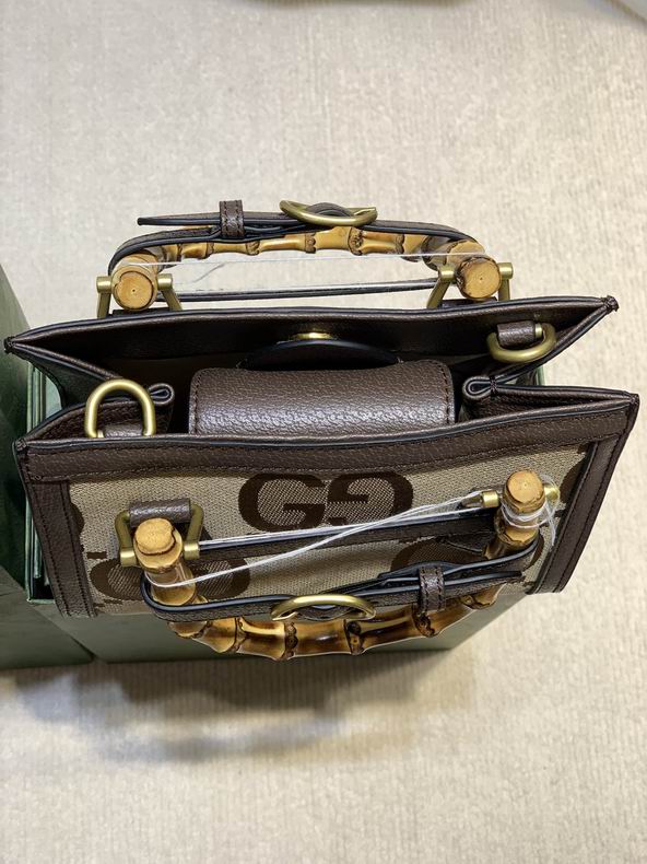 G*u*i diana jumbo gg mini tote bag brown leather trim - gb172
