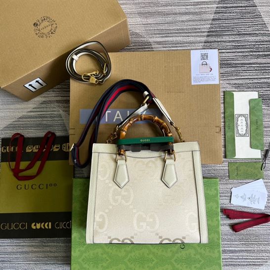 G*u*i diana jumbo gg small tote bag off-white and ivory - gb173