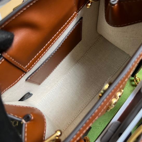 Gucci Diana mini tote bag Camel and ebony GG canvas with crystals – GB174