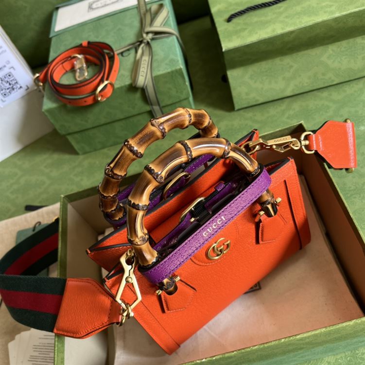 G*u*i diana mini tote bag orange leather - gb171