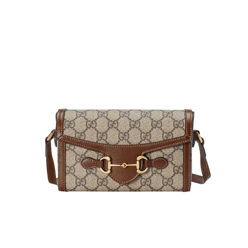 Gucci Horsebit 1955 mini bag Beige and ebony Brown leather trim – GB135