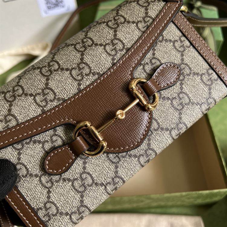 Gucci Horsebit 1955 mini bag Beige and ebony Brown leather trim – GB135