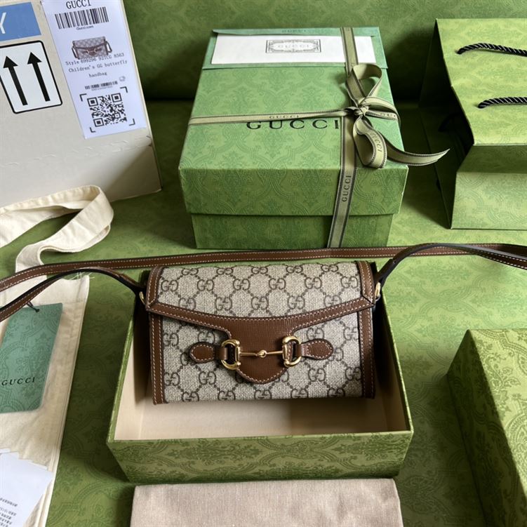 Gucci Horsebit 1955 mini bag Beige and ebony Brown leather trim – GB135