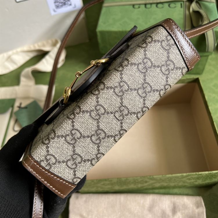 Gucci Horsebit 1955 mini bag Beige and ebony Brown leather trim – GB135