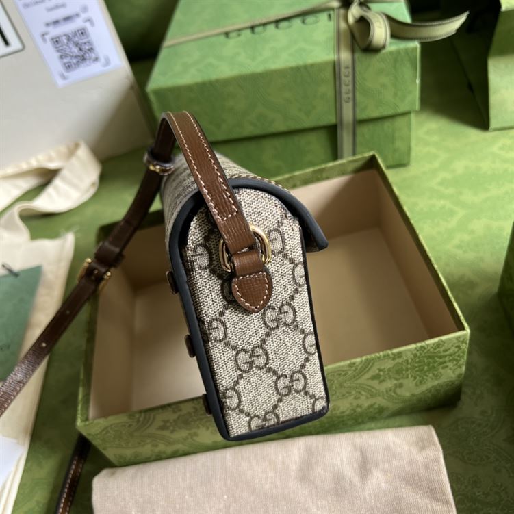 Gucci Horsebit 1955 mini bag Beige and ebony Brown leather trim – GB135