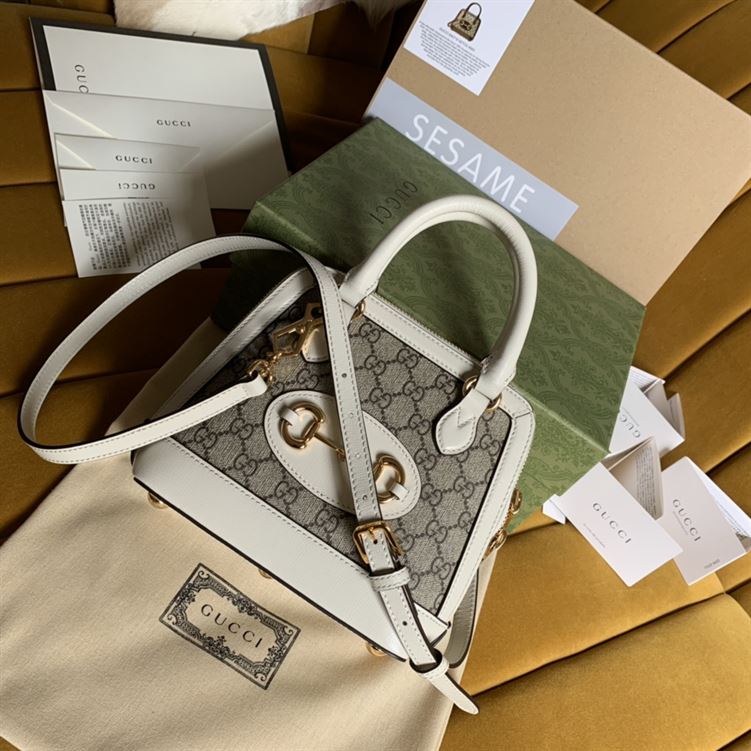 Gucci Horsebit 1955 mini top handle bag Beige/ebony GG Supreme canvas – GB104