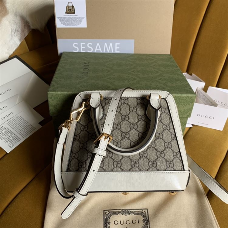 Gucci Horsebit 1955 mini top handle bag Beige/ebony GG Supreme canvas – GB104