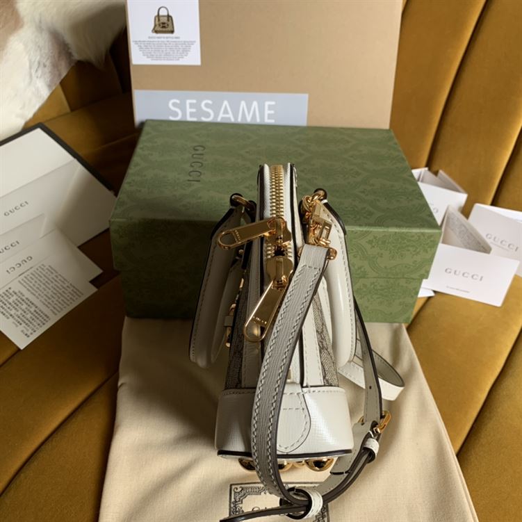 Gucci Horsebit 1955 mini top handle bag Beige/ebony GG Supreme canvas – GB104