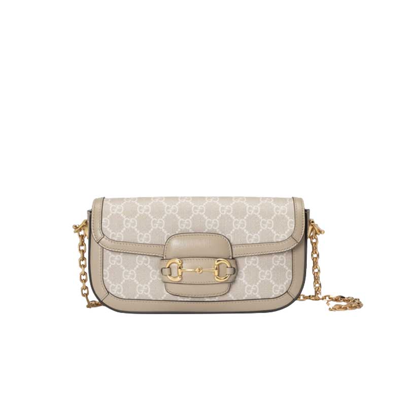 Gucci Horsebit 1955 shoulder bag Beige white GG Supreme canvas – GB126