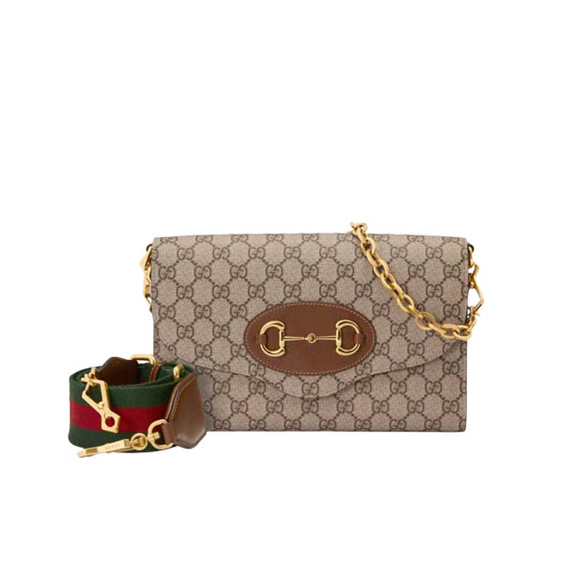 Gucci Horsebit 1955 small bag Beige and ebony GG Supreme canvas – GB109