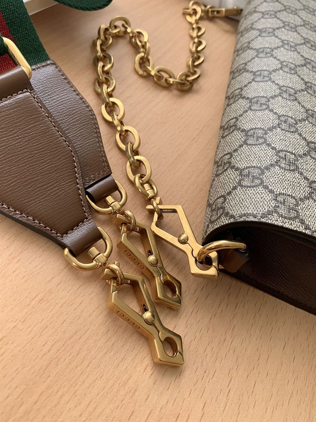 Gucci Horsebit 1955 small bag Beige and ebony GG Supreme canvas – GB109