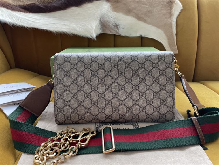 Gucci Horsebit 1955 small bag Beige and ebony GG Supreme canvas – GB109
