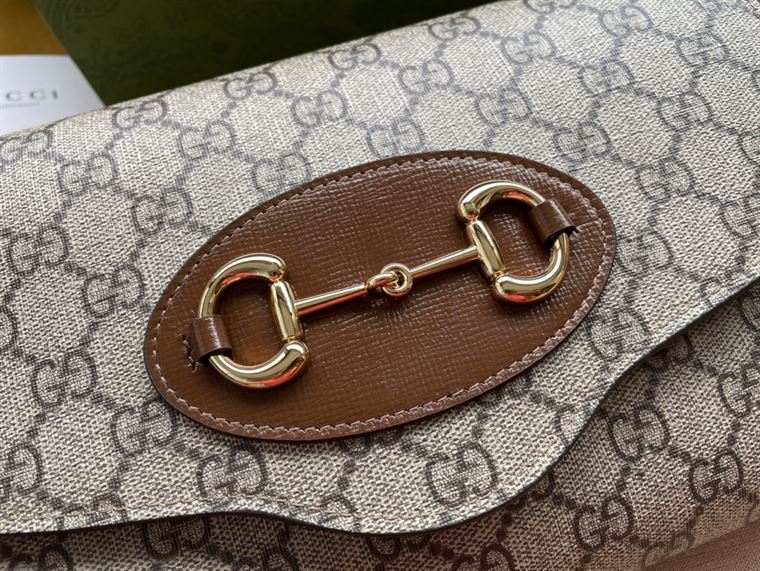 Gucci Horsebit 1955 small bag Beige and ebony GG Supreme canvas – GB109