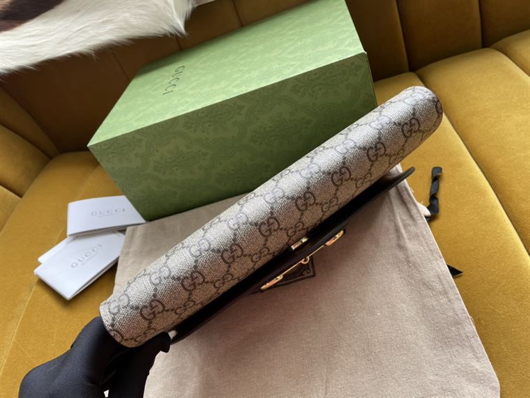 Gucci Horsebit 1955 small bag Beige and ebony GG Supreme canvas – GB109