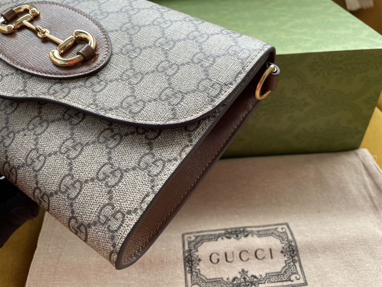 Gucci Horsebit 1955 small bag Beige and ebony GG Supreme canvas – GB109