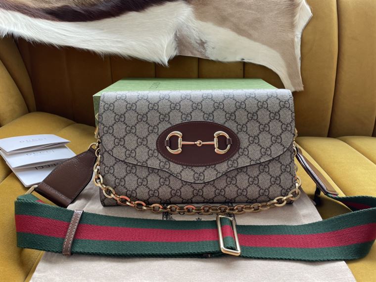 Gucci Horsebit 1955 small bag Beige and ebony GG Supreme canvas – GB109