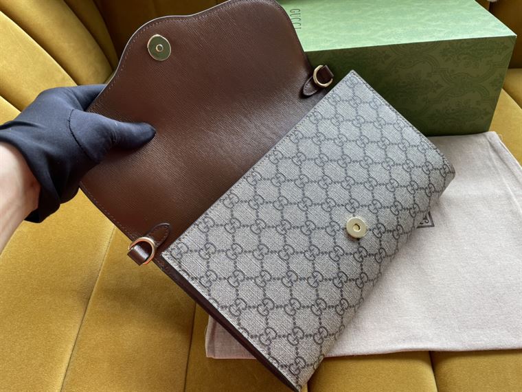Gucci Horsebit 1955 small bag Beige and ebony GG Supreme canvas – GB109