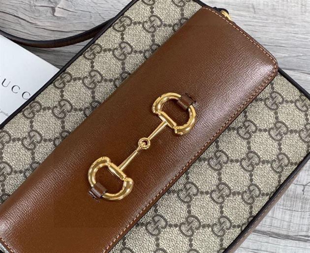 Gucci Horsebit 1955 small shoulder bag Beige/ebony GG Supreme canvas – GB110